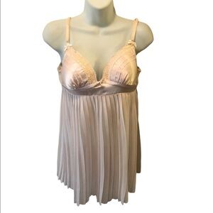 Linea Donatella Bridal Honeymoon  Chemise Pale Pink Pleated Bodice Bra Top M